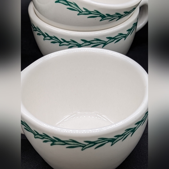 6 Buffalo China Restaurant Ware Coffee Mug Cup Green Wreath Excellent condition - Picture 3 of 6
